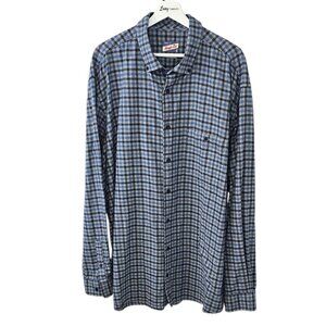 Johnnie-o Mens Hangin Out Dickens Flannel Size 2XLT Lake Blue Cotton Button Down
